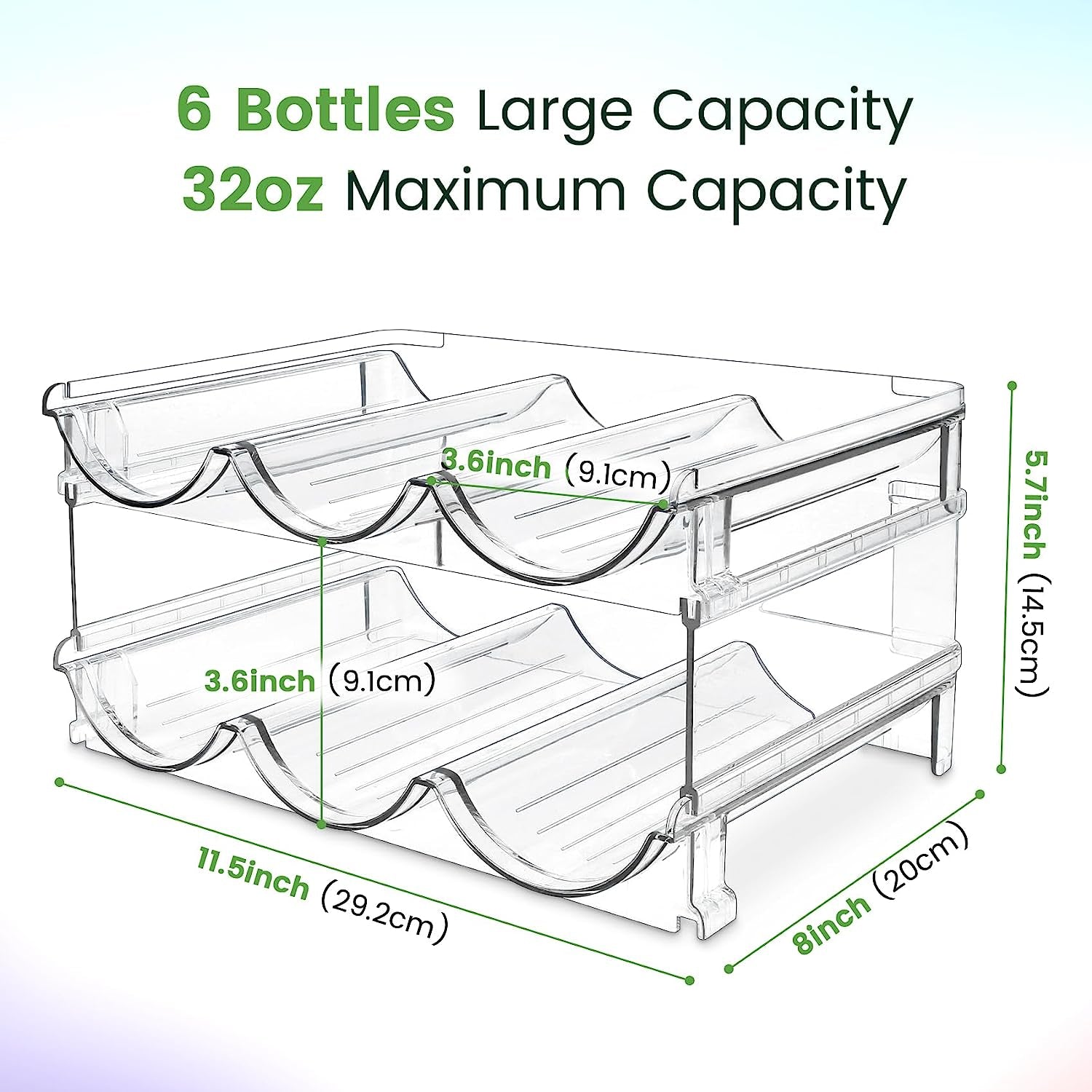 Stackable Water Bottle Organizer Rack – 2 Pack, Space-Saving Plastic Holder for Cabinet, Pantry, Fridge & Countertops