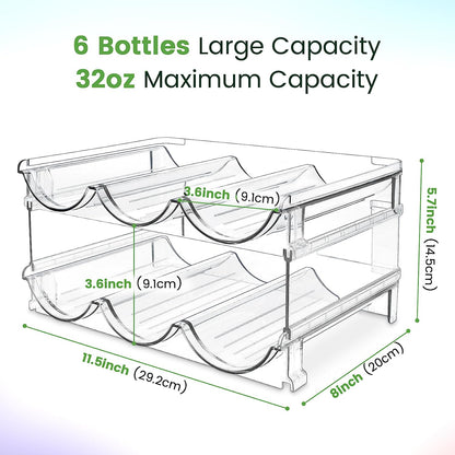 Stackable Water Bottle Organizer Rack – 2 Pack, Space-Saving Plastic Holder for Cabinet, Pantry, Fridge & Countertops